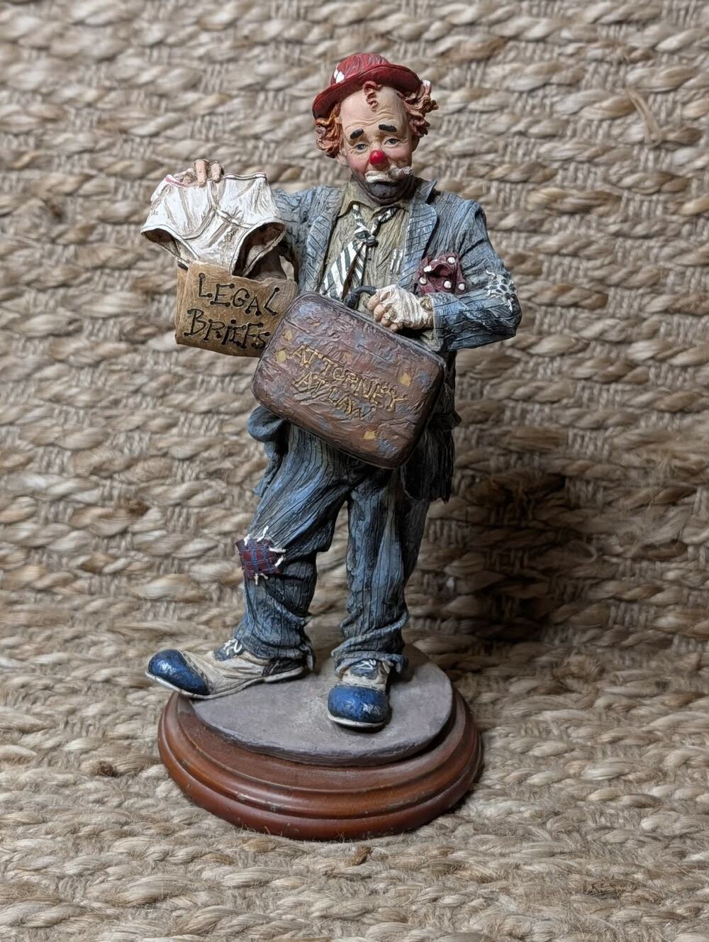 Vintage Vanmark Clown Figurine Clowning in America Oberstein "Legal Briefs"